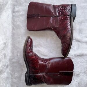 Unbranded Mens Exotic Skin Western Cowboy Boots 9.5 Burgundy Caiman Leather
